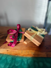 Load image into Gallery viewer, Set of two Green epoxy and wood Coasters