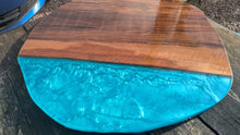 Load image into Gallery viewer, English Walnut and blue resin coffee table