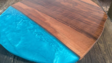 Load image into Gallery viewer, English Walnut and blue resin coffee table
