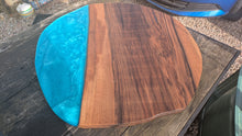 Load image into Gallery viewer, English Walnut and blue resin coffee table