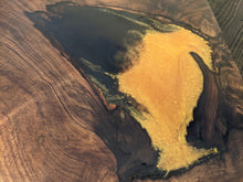 Load image into Gallery viewer, Cornish Walnut and gold black epoxy resin side table