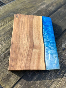 Walnut and Blue silver chopping board