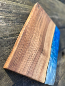 Walnut and Blue silver chopping board