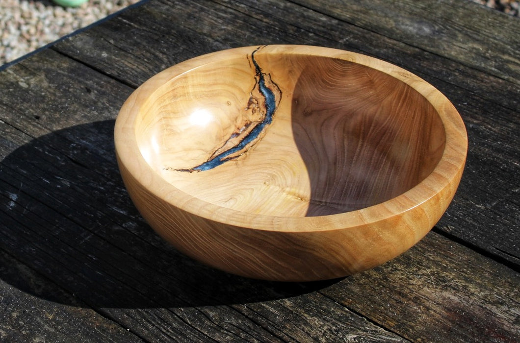 Deep chestnut with dark blue resin bowl