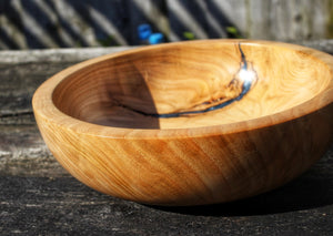 Deep chestnut with dark blue resin bowl