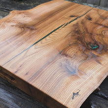 Load image into Gallery viewer, Extra large Wych Elm Chefs board with green highlights
