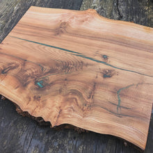 Load image into Gallery viewer, Extra large Wych Elm Chefs board with green highlights
