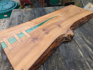 Laddered Elm chefs board with Walnut inserts