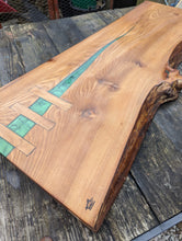 Load image into Gallery viewer, Laddered Elm chefs board with Walnut inserts
