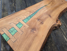 Load image into Gallery viewer, Laddered Elm chefs board with Walnut inserts
