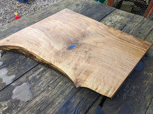 Load image into Gallery viewer, English Walnut chefs board with blue highlights

