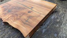 Load image into Gallery viewer, Extra large Wych Elm Chefs board with green highlights
