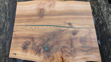 Load image into Gallery viewer, Extra large Wych Elm Chefs board with green highlights
