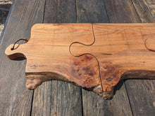 Load image into Gallery viewer, Hanging jigsaw Wych Elm serving boards
