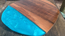Load image into Gallery viewer, English Walnut and blue resin coffee table
