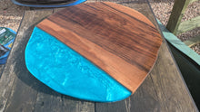 Load image into Gallery viewer, English Walnut and blue resin coffee table
