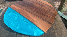 Load image into Gallery viewer, English Walnut and blue resin coffee table
