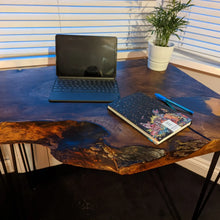 Load image into Gallery viewer, Cornish Walnut and gold black epoxy resin side table
