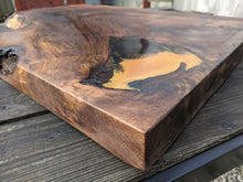 Load image into Gallery viewer, Cornish Walnut and gold black epoxy resin side table
