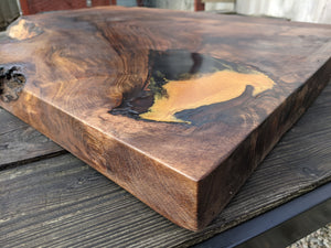 Cornish Walnut and gold black epoxy resin side table