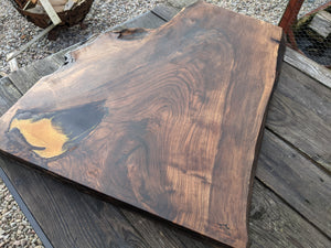 Cornish Walnut and gold black epoxy resin side table