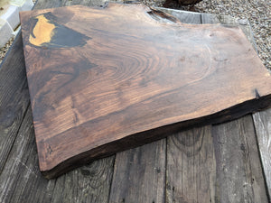 Cornish Walnut and gold black epoxy resin side table