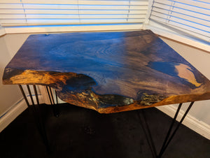 Cornish Walnut and gold black epoxy resin side table