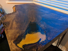 Load image into Gallery viewer, Cornish Walnut and gold black epoxy resin side table
