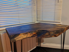 Load image into Gallery viewer, Cornish Walnut and gold black epoxy resin side table
