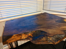 Load image into Gallery viewer, Cornish Walnut and gold black epoxy resin side table
